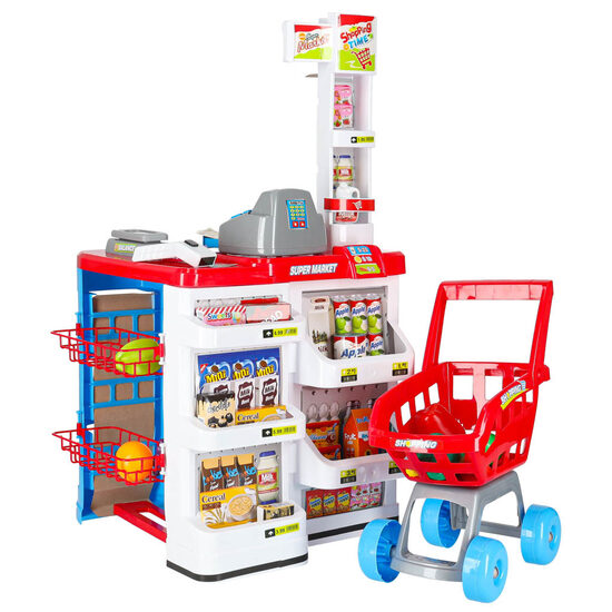 Bērnu veikals ar rotaļu grozu un aksesuāriem